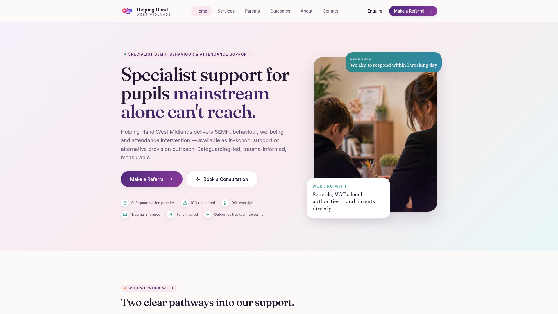 Helping Hand West Midlands website preview